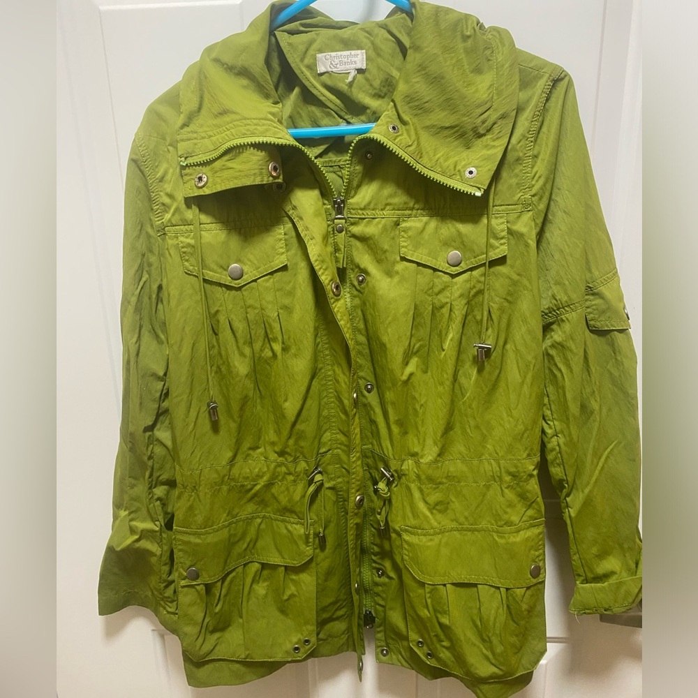 Christopher & Banks Olive Green Lightweight Anorak Jacket with Adjustable Waist